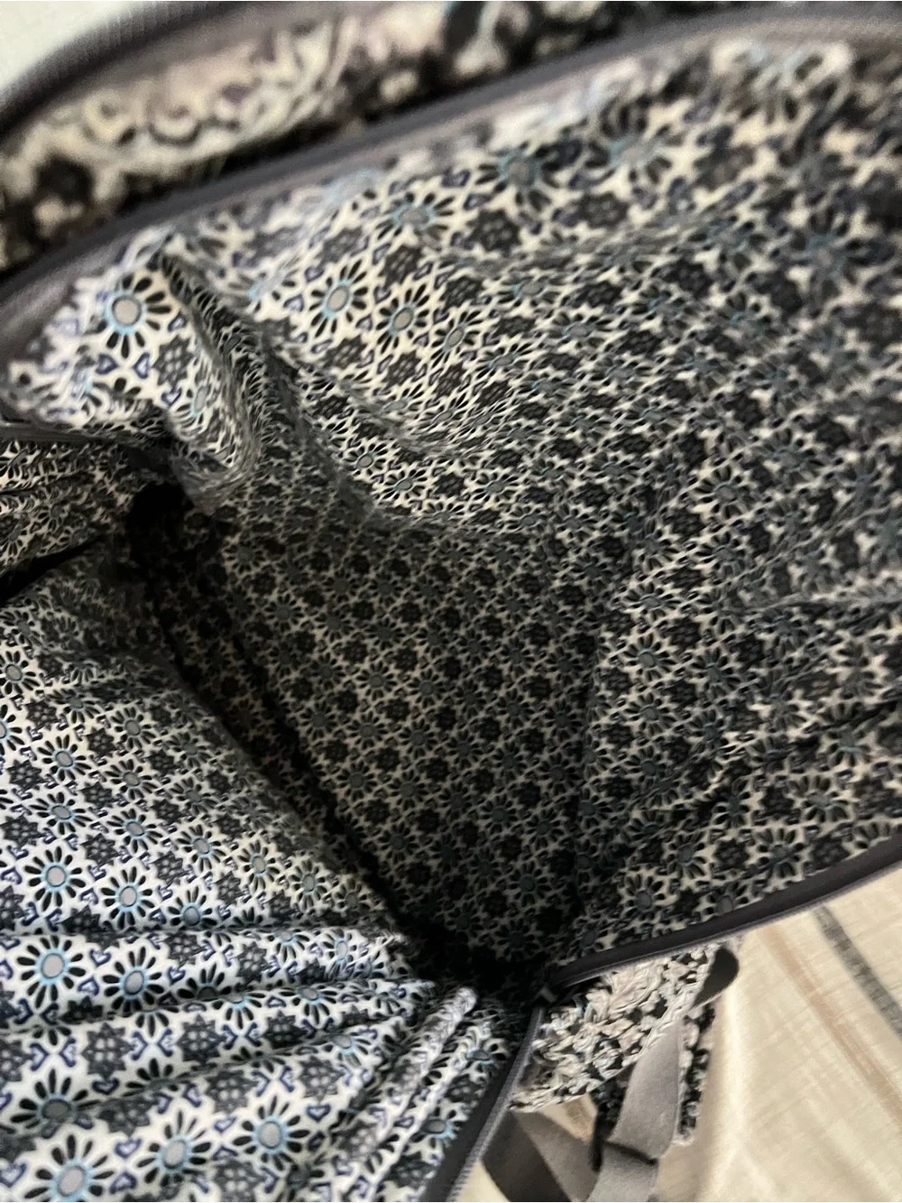 Vera Bradley Black and Gray Medallion Quilted Backpack
